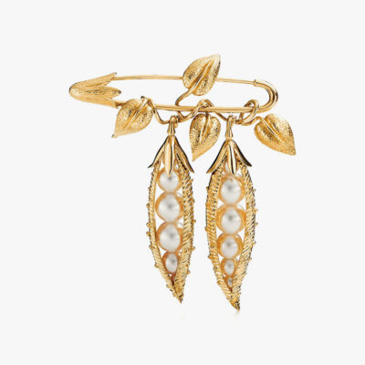 Leaf Shaped Diamond Brooch